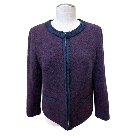 TALBOTS Women's Tweed Jacket Red Blue Wool BlendSize 10 - Picture 1 of 4